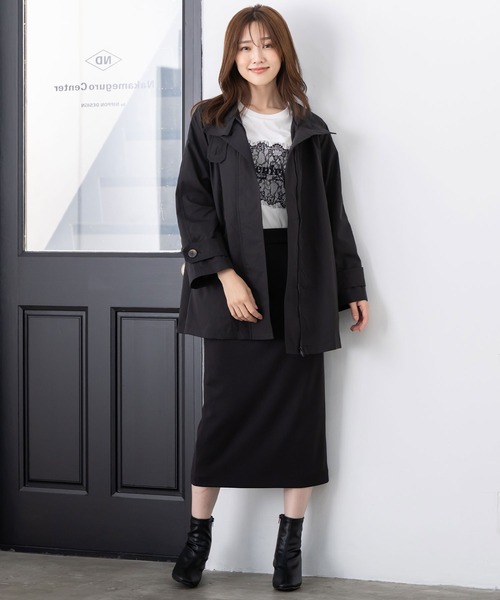MAISONCOMFY (メゾンコンフィ)の「【スタンドAラインコート】きちんと感と上品さを兼ね備えた後ろ姿まで美しいAラインコート(トレンチコート・レディース・ブラック/ベージュ・FREE)」の13枚目の写真