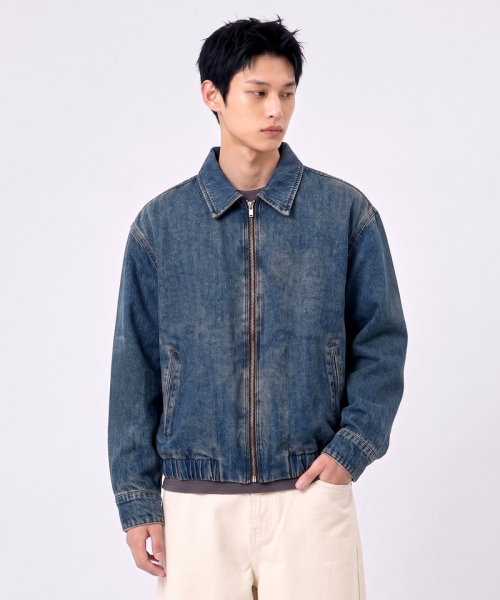 UNDEROFF（アンダーオフ）の「クロップドフィット ウォッシュドデニム ブルゾン インディゴ（ブルゾン・メンズ・ダークネイビー・MEDIUM/LARGE/X-LARGE）」の3枚目の写真