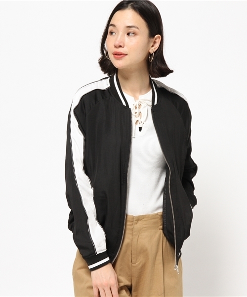 VENCEEXCHANGE(ヴァンスエクスチェンジ)の「袖切替サテンスカジャン (スカジャン・レディース・ブラック/ライトピンク・MEDIUM)」の12枚目の写真