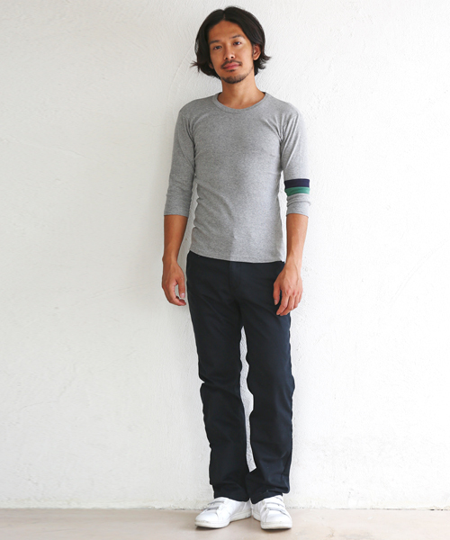 KRIFF MAYER（クリフメイヤー）の「タイトフィット袖切替7分袖Ｔシャツ（Tシャツ/カットソー・メンズ・ネイビー/チャコール/グレー/ピンク/ホワイト/ブラウン・MEDIUM/LARGE/SMALL）」の17枚目の写真