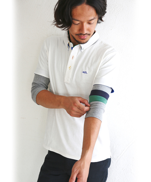 KRIFF MAYER（クリフメイヤー）の「タイトフィット袖切替7分袖Ｔシャツ（Tシャツ/カットソー・メンズ・ネイビー/チャコール/グレー/ピンク/ホワイト/ブラウン・MEDIUM/LARGE/SMALL）」の8枚目の写真