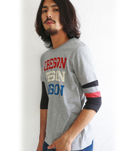 KRIFF MAYER（クリフメイヤー）の「タイトフィット袖切替7分袖Ｔシャツ（Tシャツ/カットソー・メンズ・ネイビー/チャコール/グレー/ピンク/ホワイト/ブラウン・MEDIUM/LARGE/SMALL）」の10枚目の写真