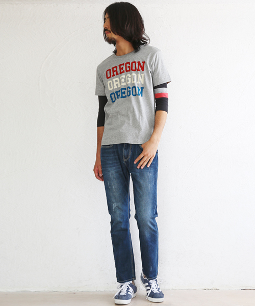 KRIFF MAYER（クリフメイヤー）の「タイトフィット袖切替7分袖Ｔシャツ（Tシャツ/カットソー・メンズ・ネイビー/チャコール/グレー/ピンク/ホワイト/ブラウン・MEDIUM/LARGE/SMALL）」の11枚目の写真