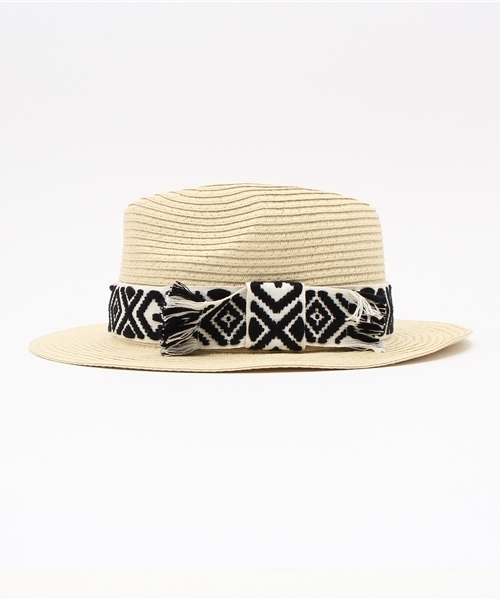 X-girl(エックスガール)の「LOGO STRAW HAT /ストローハット/麦わら/柄リボン/夏/帽子(ハット・レディース・ベージュ・ONE SIZE)」の6枚目の写真