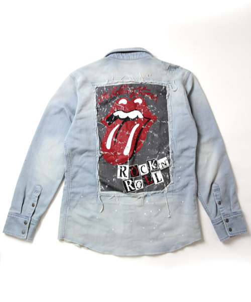JACKROSE（ジャックローズ）の「The Rolling Stones　リメイクデニムウエスタンシャツ（シャツ/ブラウス・メンズ・サックスブルー・L/M/XL）」の3枚目の写真