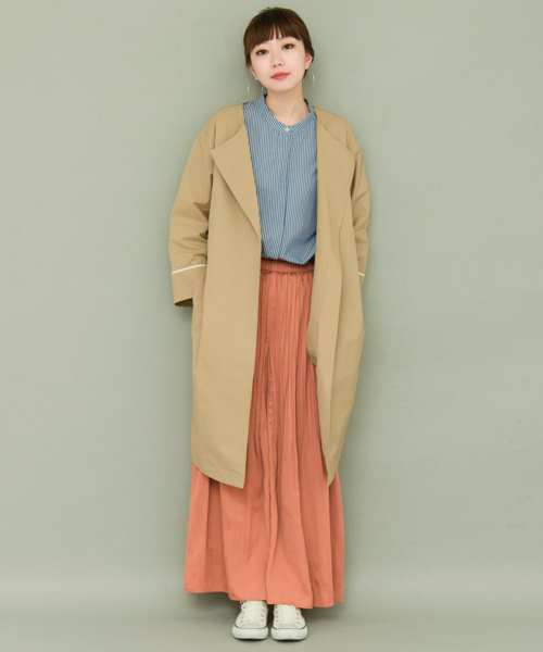 KBF+（ケービーエフプラス）の「KBF+ ノーカラーワイドカフスジャケット（その他アウター・レディース・グリーン/ベージュ/ライトベージュ・ONE）」の16枚目の写真