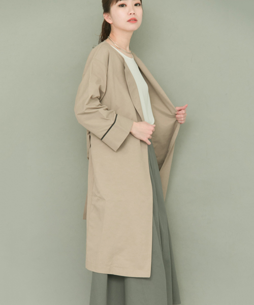 KBF+（ケービーエフプラス）の「KBF+ ノーカラーワイドカフスジャケット（その他アウター・レディース・グリーン/ベージュ/ライトベージュ・ONE）」の17枚目の写真