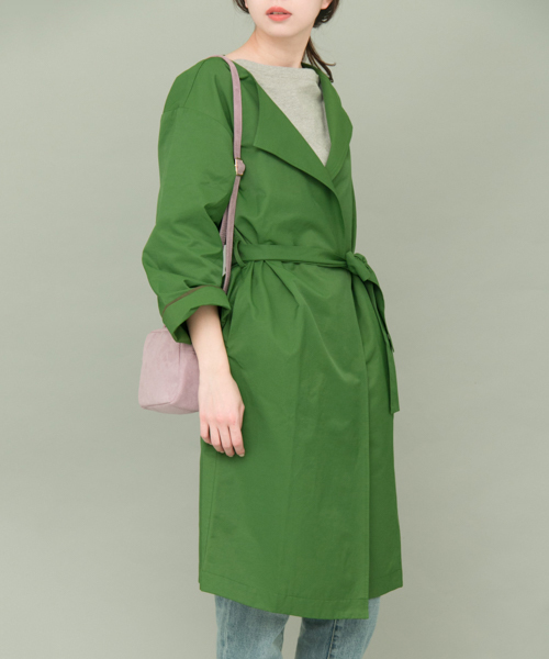 KBF+（ケービーエフプラス）の「KBF+ ノーカラーワイドカフスジャケット（その他アウター・レディース・グリーン/ベージュ/ライトベージュ・ONE）」の19枚目の写真