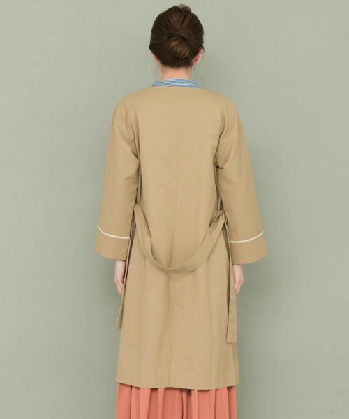 KBF+（ケービーエフプラス）の「KBF+ ノーカラーワイドカフスジャケット（その他アウター・レディース・グリーン/ベージュ/ライトベージュ・ONE）」の12枚目の写真