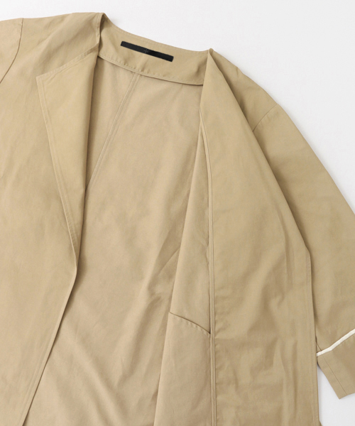 KBF+（ケービーエフプラス）の「KBF+ ノーカラーワイドカフスジャケット（その他アウター・レディース・グリーン/ベージュ/ライトベージュ・ONE）」の7枚目の写真