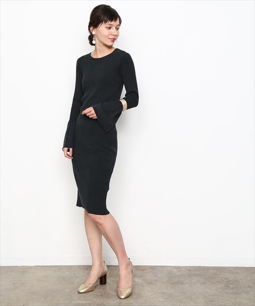 ADAM ET ROPE'(アダムエロペ)の「リブフリルスリーブドレス(ワンピース・レディース・キナリ/ダークオリーブ/イエロー系その他・FREE)」の6枚目の写真