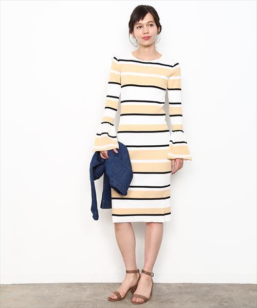 ADAM ET ROPE'(アダムエロペ)の「リブフリルスリーブドレス(ワンピース・レディース・キナリ/ダークオリーブ/イエロー系その他・FREE)」の15枚目の写真