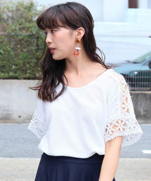 reca | 透かしラインゆったりレース袖カットソー(Tシャツ/カットソー)