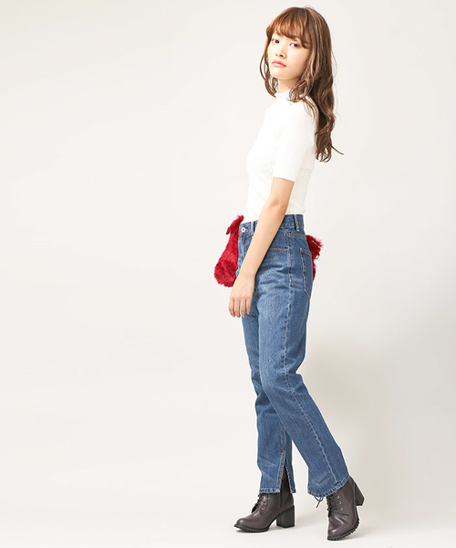 WEGO(ウィゴー)の「DISPARK/スリットストレートデニムパンツ(デニムパンツ・レディース・ブラック/ライトインディゴブルー/インディゴブルー・MEDIUM/LARGE)」の14枚目の写真