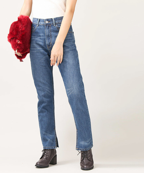 WEGO(ウィゴー)の「DISPARK/スリットストレートデニムパンツ(デニムパンツ・レディース・ブラック/ライトインディゴブルー/インディゴブルー・MEDIUM/LARGE)」の15枚目の写真