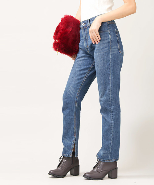 WEGO(ウィゴー)の「DISPARK/スリットストレートデニムパンツ(デニムパンツ・レディース・ブラック/ライトインディゴブルー/インディゴブルー・MEDIUM/LARGE)」の16枚目の写真