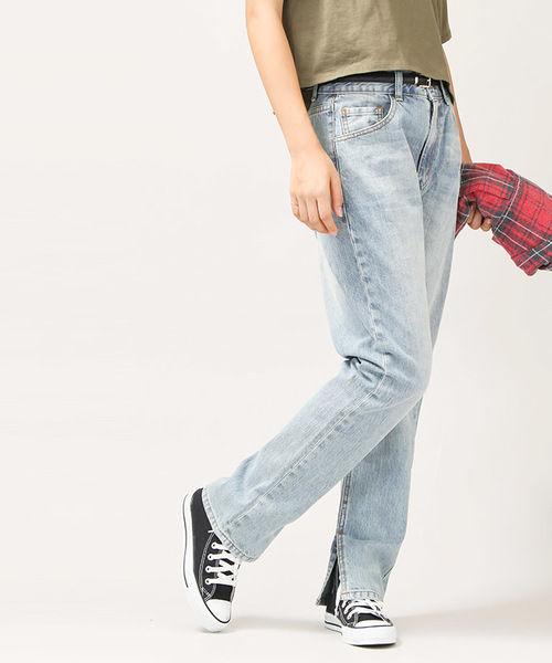 WEGO(ウィゴー)の「DISPARK/スリットストレートデニムパンツ(デニムパンツ・レディース・ブラック/ライトインディゴブルー/インディゴブルー・MEDIUM/LARGE)」の18枚目の写真