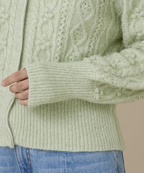 Another Edition（アナザーエディション）の「ケーブルポンポンカーディガン（カーディガン/ボレロ・レディース・ライム/ナチュラル・FREE）」の7枚目の写真