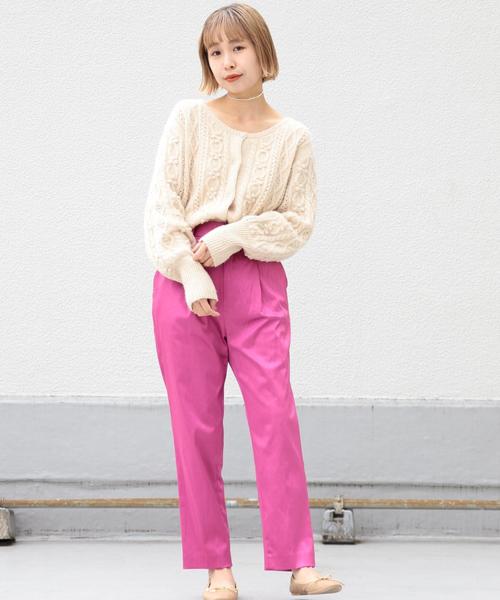 Another Edition（アナザーエディション）の「ケーブルポンポンカーディガン（カーディガン/ボレロ・レディース・ライム/ナチュラル・FREE）」の14枚目の写真