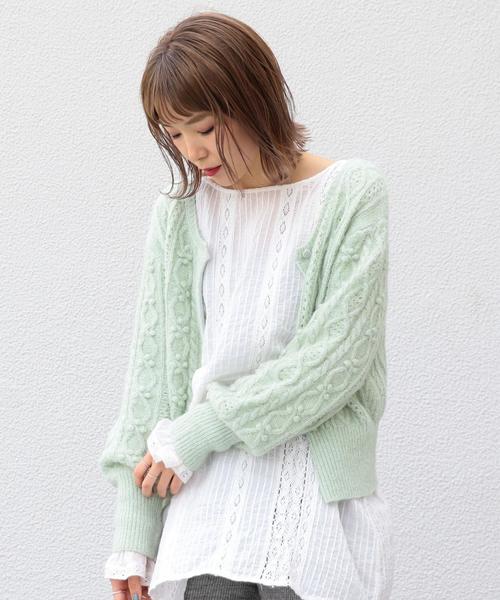 Another Edition（アナザーエディション）の「ケーブルポンポンカーディガン（カーディガン/ボレロ・レディース・ライム/ナチュラル・FREE）」の20枚目の写真