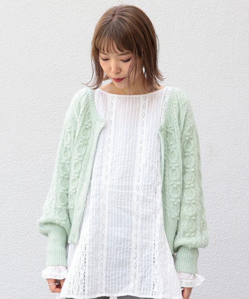 Another Edition（アナザーエディション）の「ケーブルポンポンカーディガン（カーディガン/ボレロ・レディース・ライム/ナチュラル・FREE）」の19枚目の写真