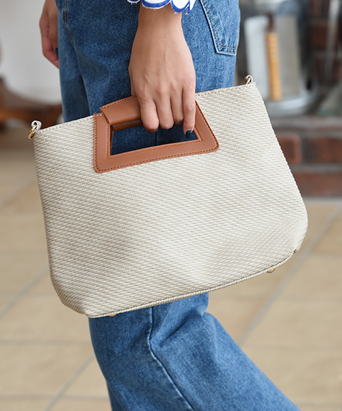 Eldia'lu（エルディアル）の「スクエアバイカラー2wayバッグ（クラッチバッグ・レディース・ブラック/ベージュ・FREE）」の14枚目の写真