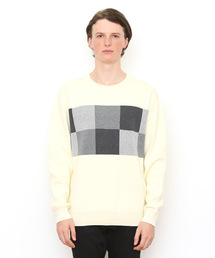 Design Tshirts Store graniph | ヘヴィーウェイトチェックラインニット(ニット/セーター)