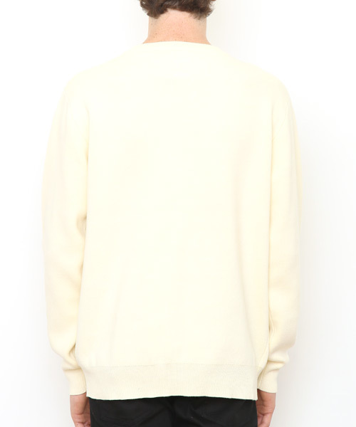 Design Tshirts Store graniph（デザイン　ティーシャツ　ストア　グラニフ）の「ヘヴィーウェイトチェックラインニット（ニット/セーター・メンズ・オフホワイト・LARGE/SMALL/MEDIUM）」の5枚目の写真