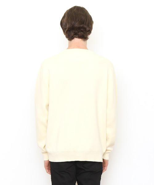 Design Tshirts Store graniph（デザイン　ティーシャツ　ストア　グラニフ）の「ヘヴィーウェイトチェックラインニット（ニット/セーター・メンズ・オフホワイト・LARGE/SMALL/MEDIUM）」の8枚目の写真