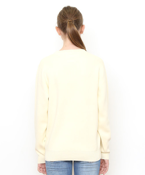 Design Tshirts Store graniph（デザイン　ティーシャツ　ストア　グラニフ）の「ヘヴィーウェイトチェックラインニット（ニット/セーター・メンズ・オフホワイト・LARGE/SMALL/MEDIUM）」の10枚目の写真