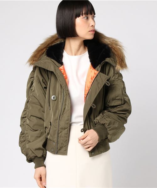 WEGO（ウィゴー）の「WEGO/ボリュームギャザーN2-B（ミリタリージャケット・レディース・ブラック/カーキ/ライトピンク・FREE）」の21枚目の写真