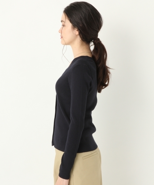 A part by（アパートバイ）の「16GシルクコンリブVカーディガン 782539（カーディガン/ボレロ・レディース・ネイビー/オフホワイト/イエロー・FREE）」の5枚目の写真