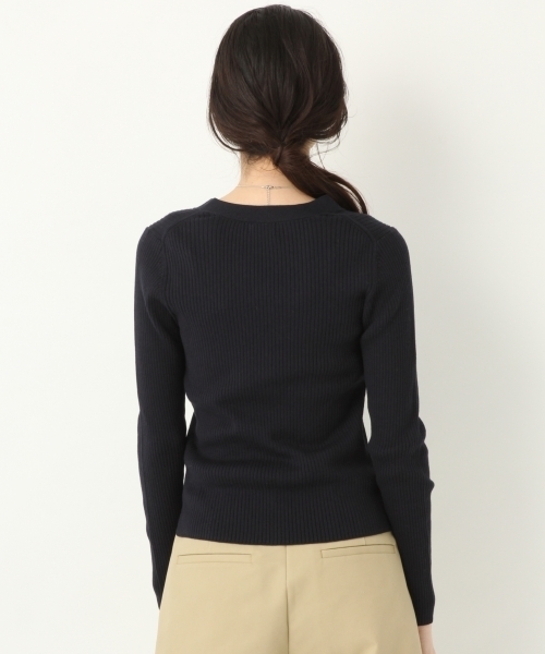 A part by（アパートバイ）の「16GシルクコンリブVカーディガン 782539（カーディガン/ボレロ・レディース・ネイビー/オフホワイト/イエロー・FREE）」の7枚目の写真