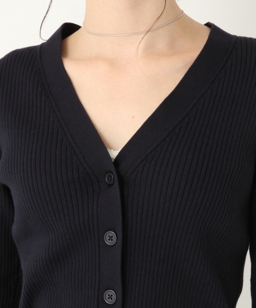 A part by（アパートバイ）の「16GシルクコンリブVカーディガン 782539（カーディガン/ボレロ・レディース・ネイビー/オフホワイト/イエロー・FREE）」の6枚目の写真