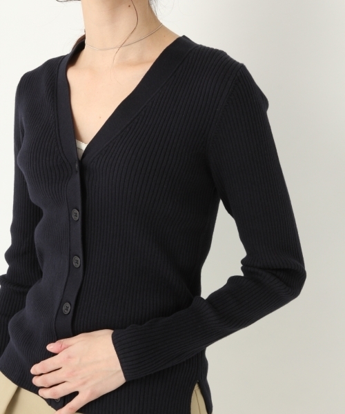 A part by（アパートバイ）の「16GシルクコンリブVカーディガン 782539（カーディガン/ボレロ・レディース・ネイビー/オフホワイト/イエロー・FREE）」の8枚目の写真