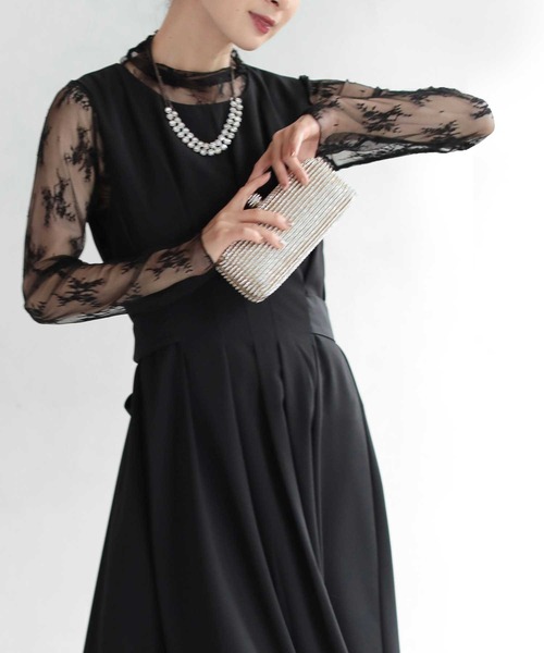 cawaii(カワイイ)の「ハイネック シアーレース刺繍トップス(シャツ/ブラウス・レディース・ベージュ/ブラック・M/XL/L)」の5枚目の写真