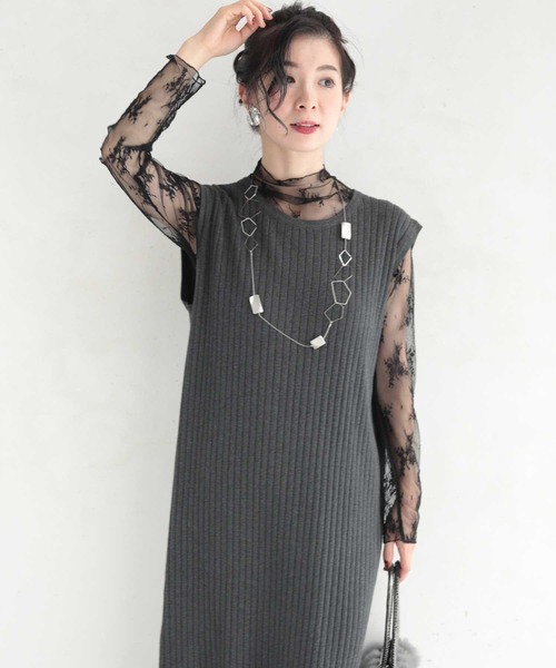 cawaii(カワイイ)の「ハイネック シアーレース刺繍トップス(シャツ/ブラウス・レディース・ベージュ/ブラック・M/XL/L)」の13枚目の写真