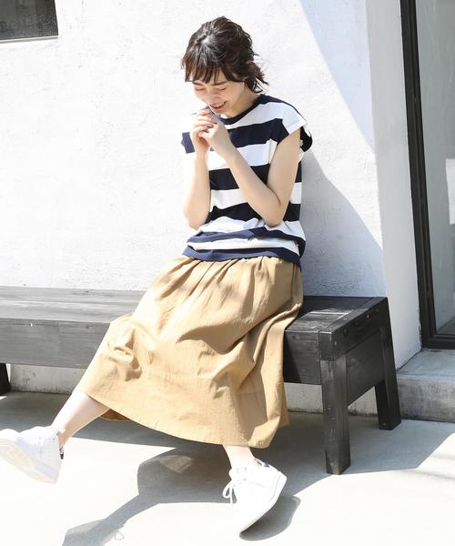 coen（コーエン）の「USAコットンフレンチスリーブボーダーカットソー（Tシャツ/カットソー・レディース・グリーン/ネイビー・FREE）」の3枚目の写真