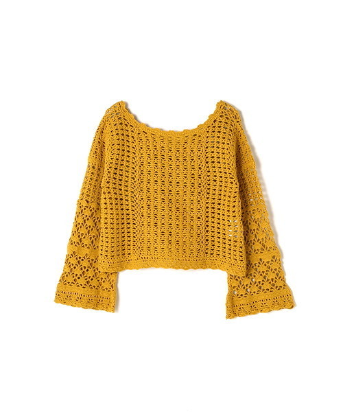 JILL STUART（ジルスチュアート）の「◆カーラクローシェかぎ針ニット（ニット/セーター・レディース・ホワイト/イエロー/ネイビー・MEDIUM）」の12枚目の写真