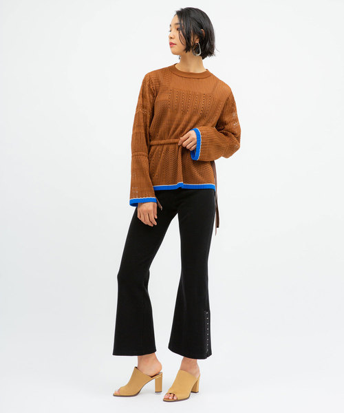 UNITED TOKYO（ユナイテッドトウキョウ）の「サイドホックリブフレアパンツ（その他パンツ・レディース・ブラック/ベージュ・1）」の12枚目の写真