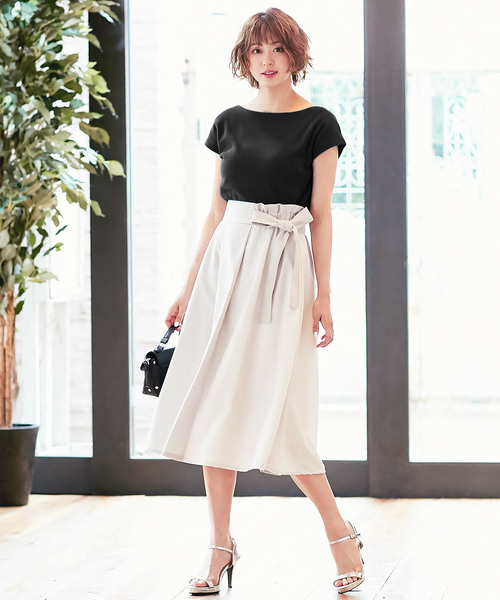 KOBE LETTUCE（コウベレタス）の「インナー透け防止二枚仕立て！前後2Wayフレンチスリーブテレコリブカットソー＊トップス/レディース[C3286]神戸レタス（Tシャツ/カットソー・レディース・オフホワイト/レッド/グリーン/ネイビー/ブラック/カーキ・FREE）」の13枚目の写真