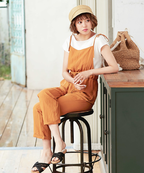 KOBE LETTUCE（コウベレタス）の「インナー透け防止二枚仕立て！前後2Wayフレンチスリーブテレコリブカットソー＊トップス/レディース[C3286]神戸レタス（Tシャツ/カットソー・レディース・オフホワイト/レッド/グリーン/ネイビー/ブラック/カーキ・FREE）」の15枚目の写真