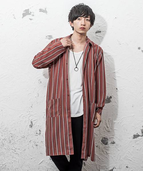 MinoriTY（マイノリティ）の「スーパーロング長袖シャツ/ストライプ（シャツ/ブラウス・メンズ・ネイビー/ブラック/ワイン/ホワイト/ピンク・M/L）」の4枚目の写真