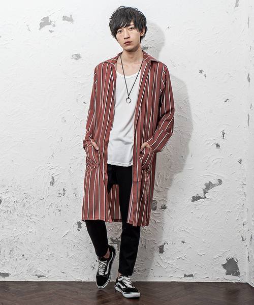 MinoriTY（マイノリティ）の「スーパーロング長袖シャツ/ストライプ（シャツ/ブラウス・メンズ・ネイビー/ブラック/ワイン/ホワイト/ピンク・M/L）」の21枚目の写真