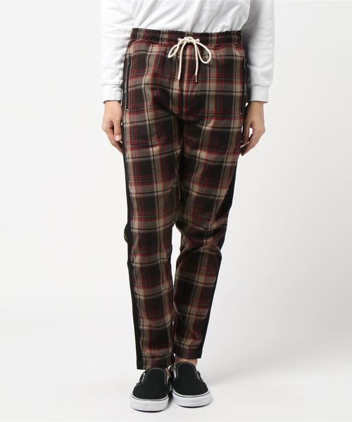 激安の チェックテーパードパンツ