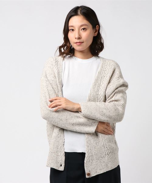 Samansa Mos2 サマンサ モスモス の ネップケーブル柄トッパーカーディガン ニット セーター Wear