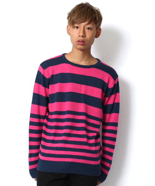 WEGO（ウィゴー）の「WEGO/ボーダーニット（ニット/セーター・メンズ・ホワイト/ブルー/ネイビー・MEDIUM/LARGE）」の3枚目の写真