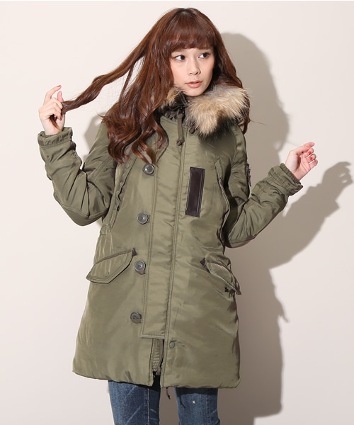 goa（ゴア）の「ラクーンファー付オリジナルshell N-3B（ナイロンジャケット・レディース・ブラック/モカ/カーキ・FREE）」の3枚目の写真