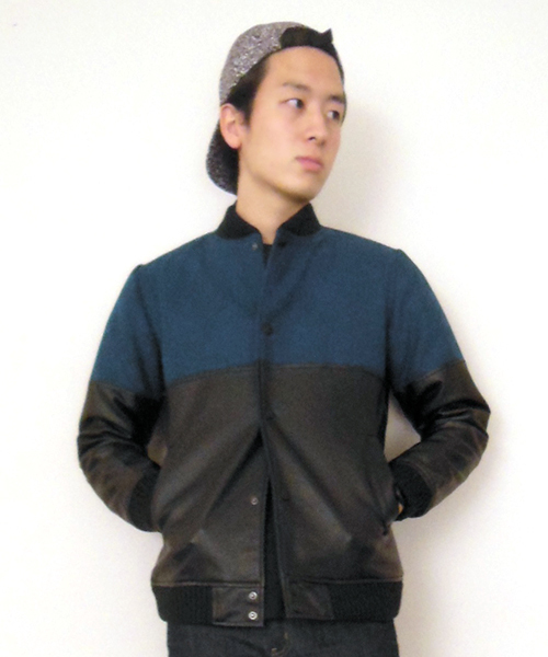 WHO'S WHO gallery(フーズフーギャラリー)の「【WEB限定価格】レザー切替スタジャン(スタジャン・メンズ・ブラック/ダークブルー/ネイビー/グレー・SMALL/LARGE/MEDIUM)」の4枚目の写真