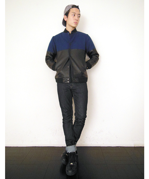 WHO'S WHO gallery(フーズフーギャラリー)の「【WEB限定価格】レザー切替スタジャン(スタジャン・メンズ・ブラック/ダークブルー/ネイビー/グレー・SMALL/LARGE/MEDIUM)」の15枚目の写真
